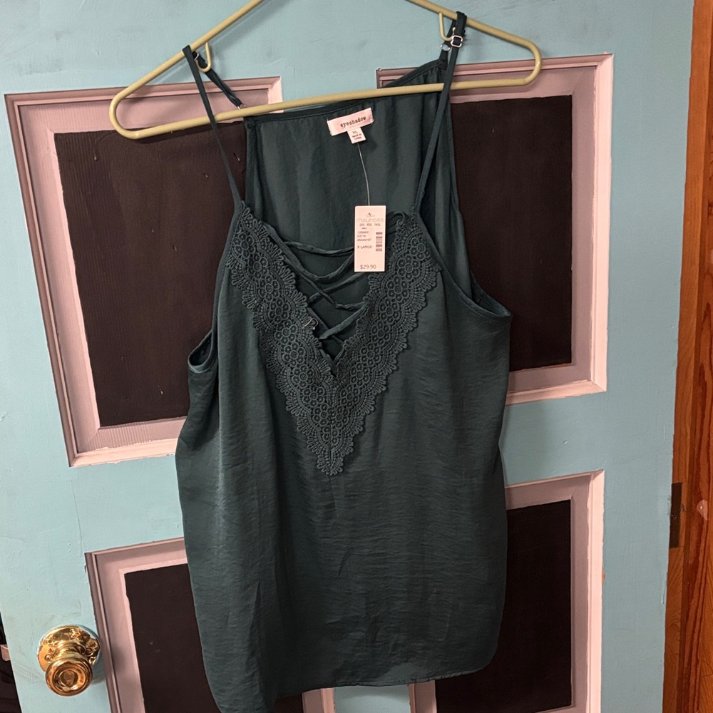 Eyeshadow/ Maurices Forest Green Lace Detail Cami XL